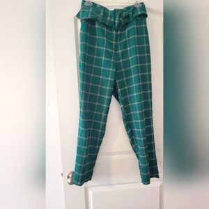 7th Avenue Green Plaid Dress Pants